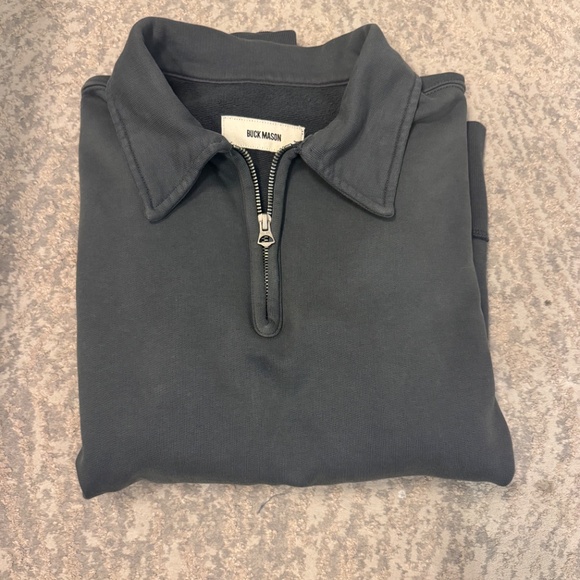 Buck Mason Mens WELTERWEIGHT QUARTER ZIP - Slate Brand New - Picture 3 of 3